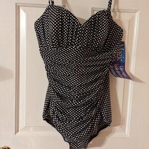 Magic Suit Black with White Polka Dots Swim Suit - New with tags